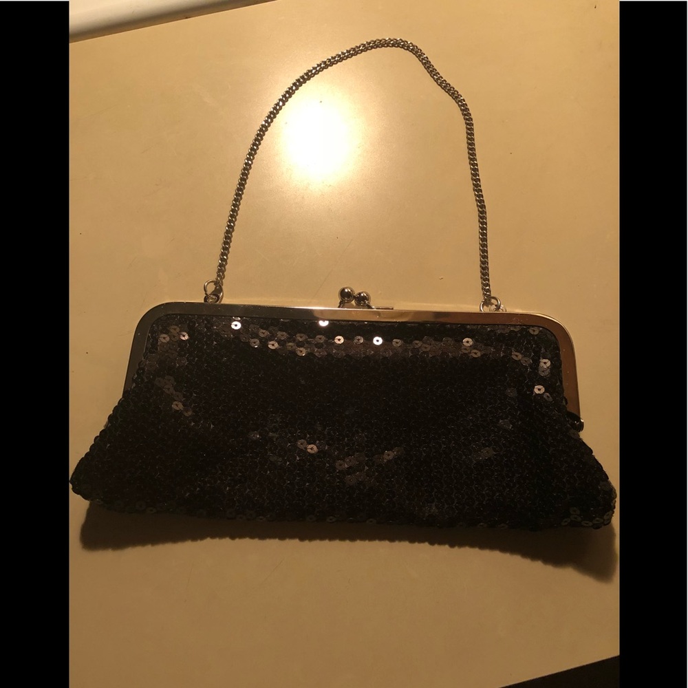 Black sequins clutch bag